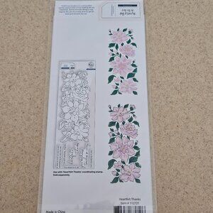 RARE PINK FRESH HEARTFELT THANKS LAYERING STENCIL INK PAINT SCRAPBOOK CRAFTS